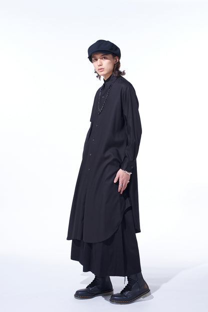 RAYON TWILL LAYERED LONG SHIRT DRESS