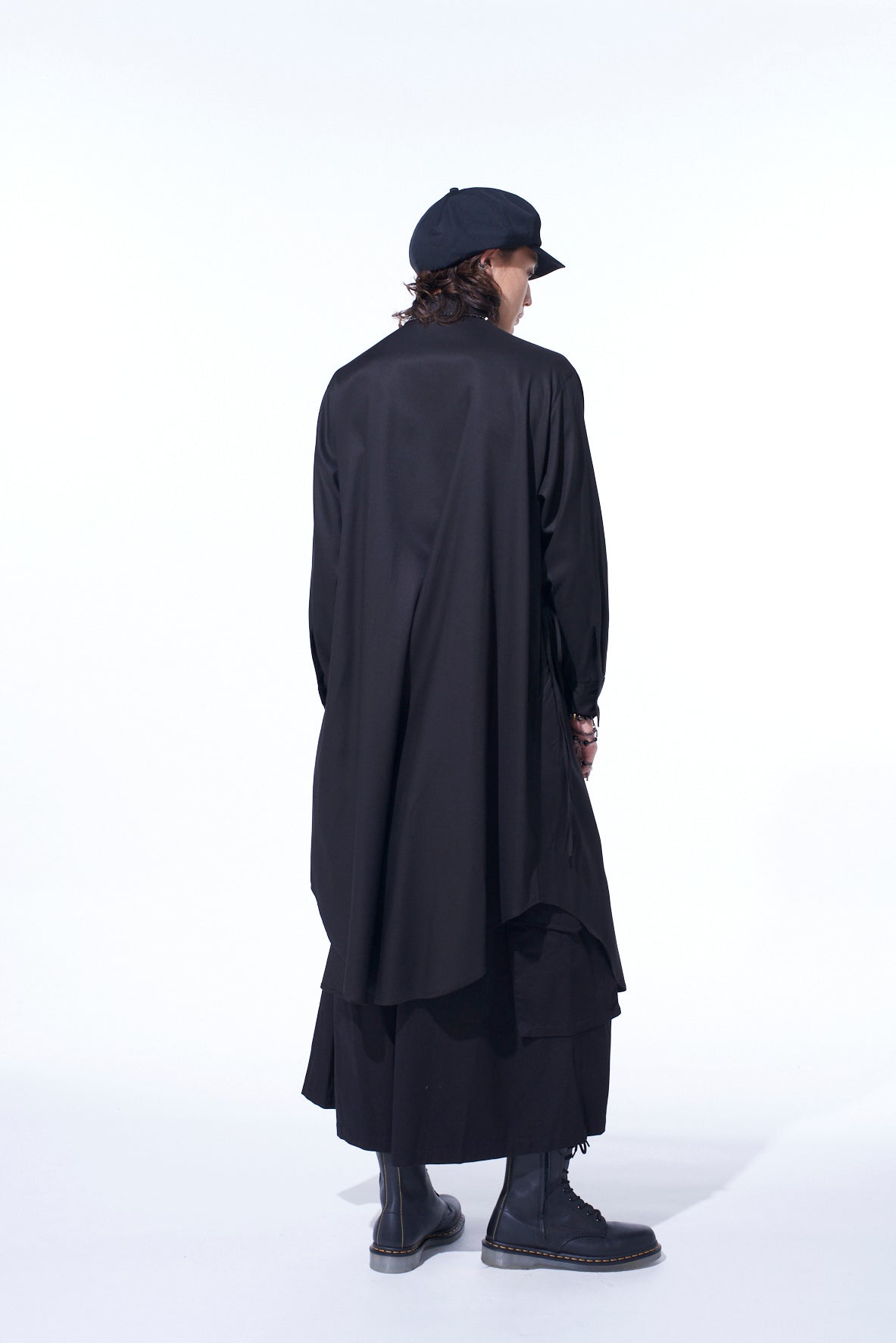 RAYON TWILL LAYERED LONG SHIRT DRESS