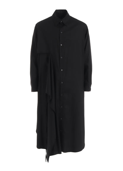 RAYON TWILL LAYERED LONG SHIRT DRESS
