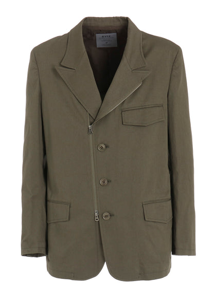 COTTON TWILL PEAKED LAPEL TAILORED JACKET