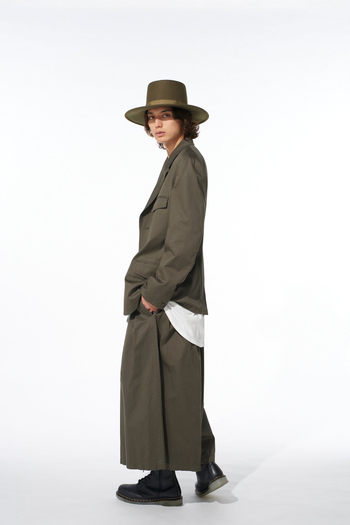 COTTON TWILL PEAKED LAPEL TAILORED JACKET