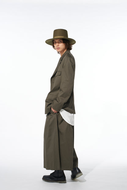COTTON TWILL PEAKED LAPEL TAILORED JACKET