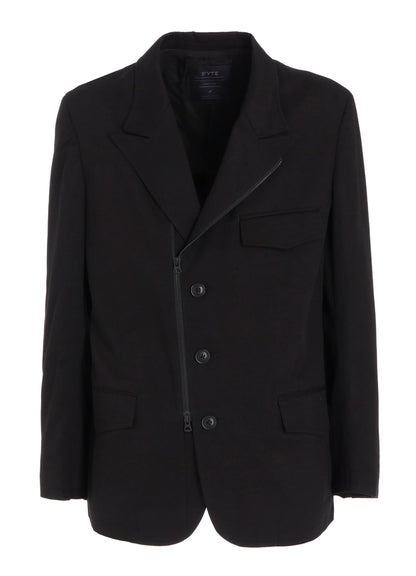 COTTON TWILL PEAKED LAPEL TAILORED JACKET
