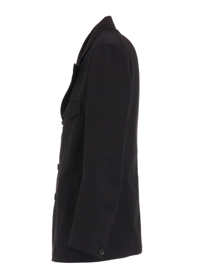 COTTON TWILL PEAKED LAPEL TAILORED JACKET