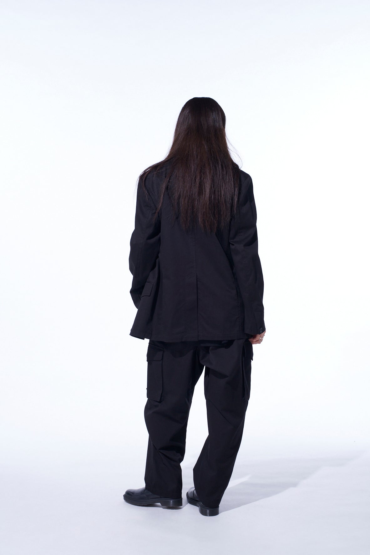 COTTON TWILL PEAKED LAPEL TAILORED JACKET