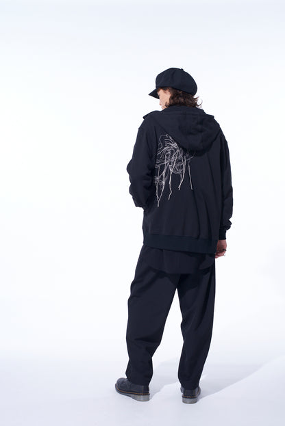 WASHER WOOL GABARDINE 2 TUCK SUSPENDER PANTS