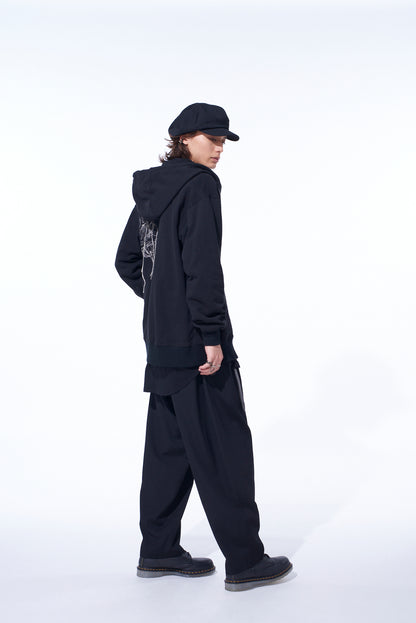 WASHER WOOL GABARDINE 2 TUCK SUSPENDER PANTS