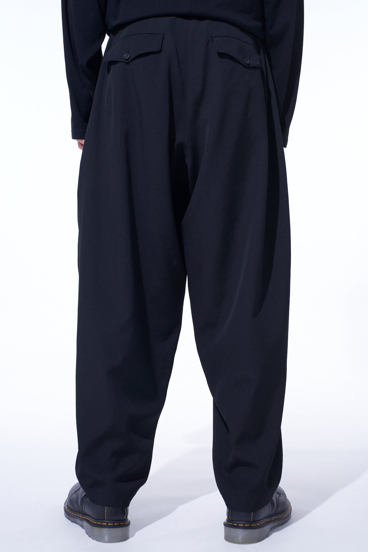 WASHER WOOL GABARDINE 2 TUCK SUSPENDER PANTS