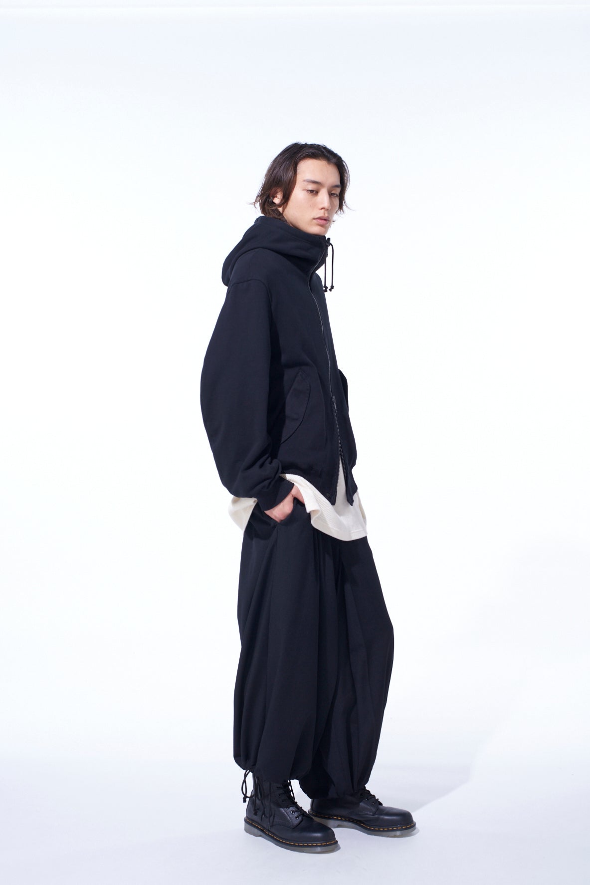 WASHER WOOL GABARDINE HAKAMA PANTS