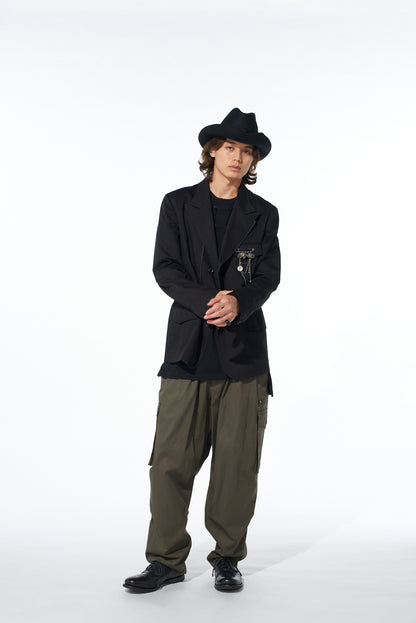 COTTON TWILL KNEE TUCK CARGO PANTS