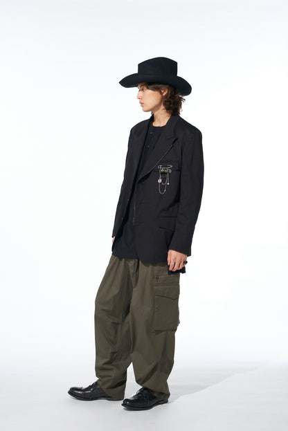 COTTON TWILL KNEE TUCK CARGO PANTS