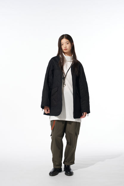 COTTON TWILL KNEE TUCK CARGO PANTS