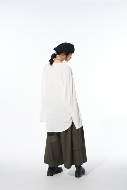 COTTON TWILL CARGO CULOTTE PANTS
