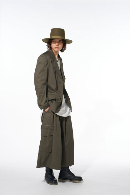 COTTON TWILL CARGO CULOTTE PANTS