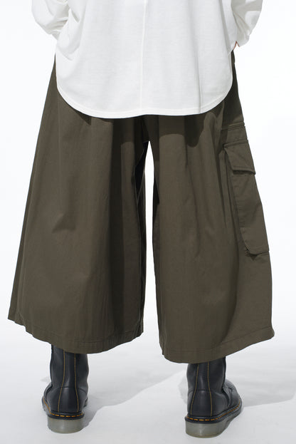 COTTON TWILL CARGO CULOTTE PANTS