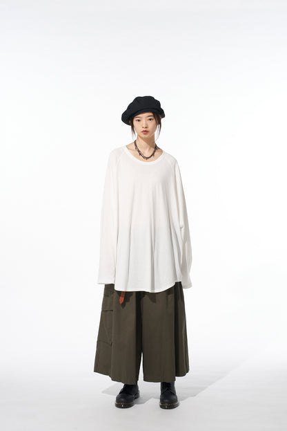 COTTON TWILL CARGO CULOTTE PANTS