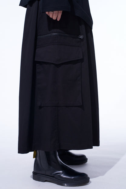 COTTON TWILL CARGO CULOTTE PANTS