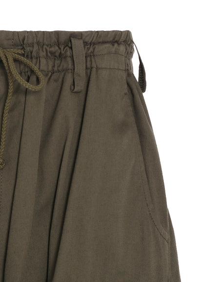COTTON TWILL WIDE SAROUEL PANTS