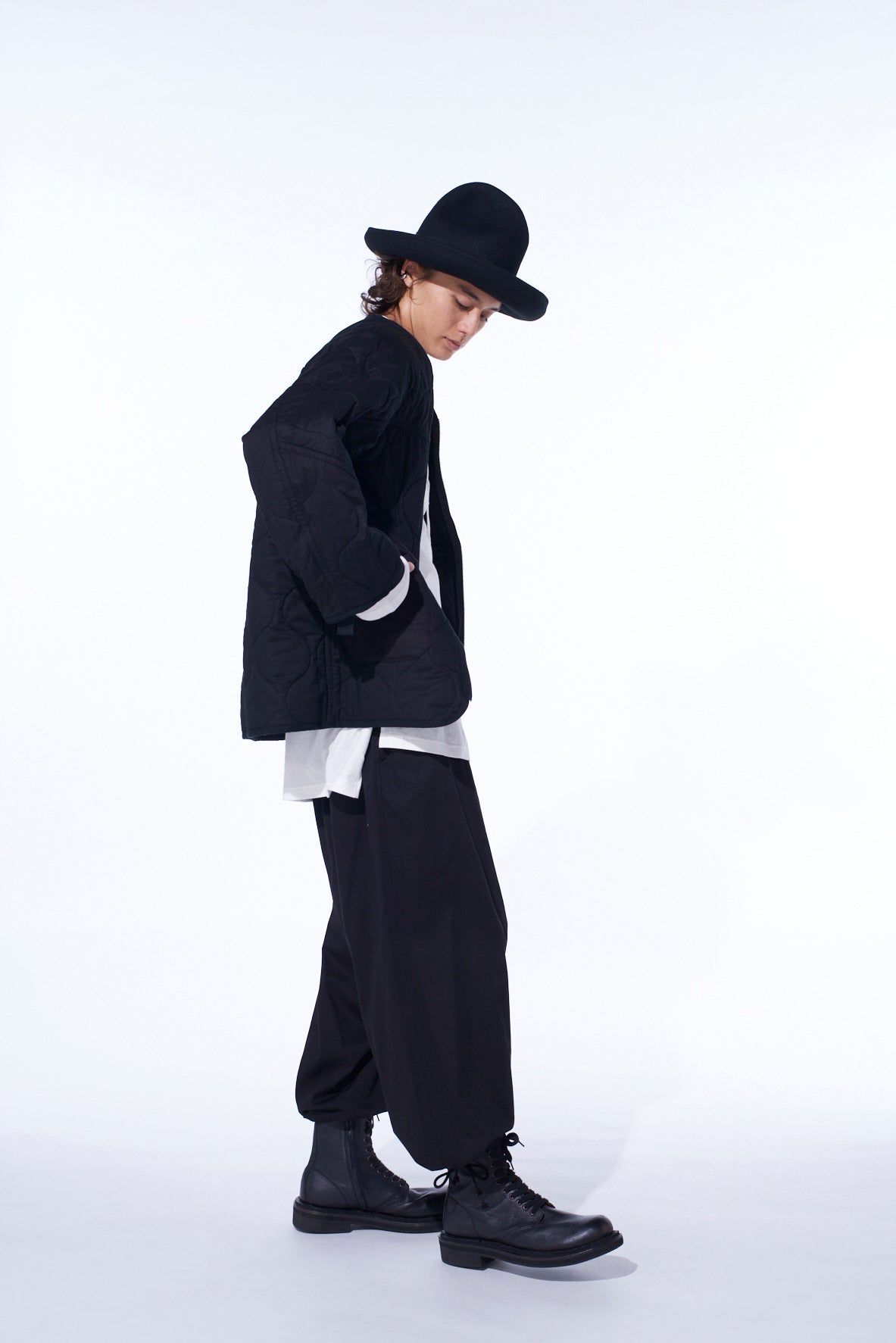 COTTON TWILL WIDE SAROUEL PANTS