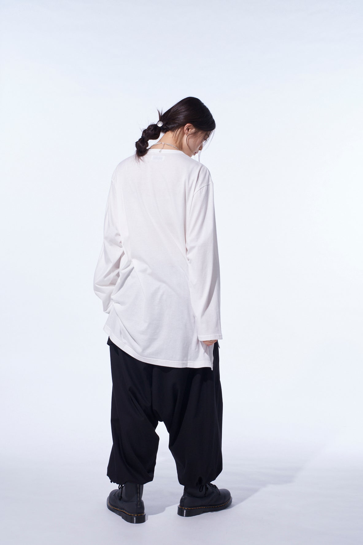COTTON TWILL WIDE SAROUEL PANTS