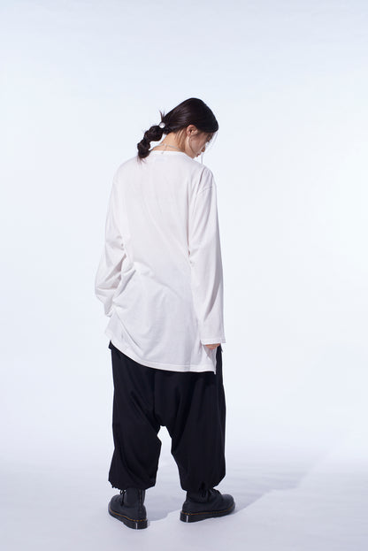 COTTON TWILL WIDE SAROUEL PANTS