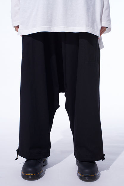 COTTON TWILL WIDE SAROUEL PANTS