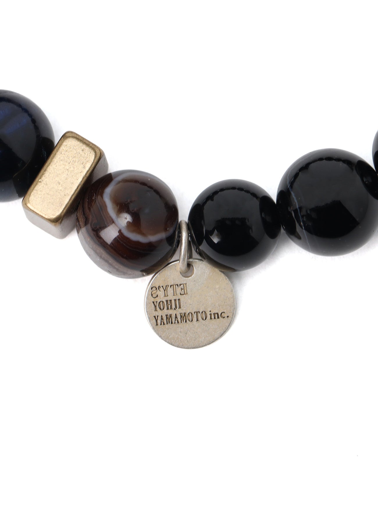 BLUE TIGER'S EYE+SMOKY QUARTZ BRASS BRACELET