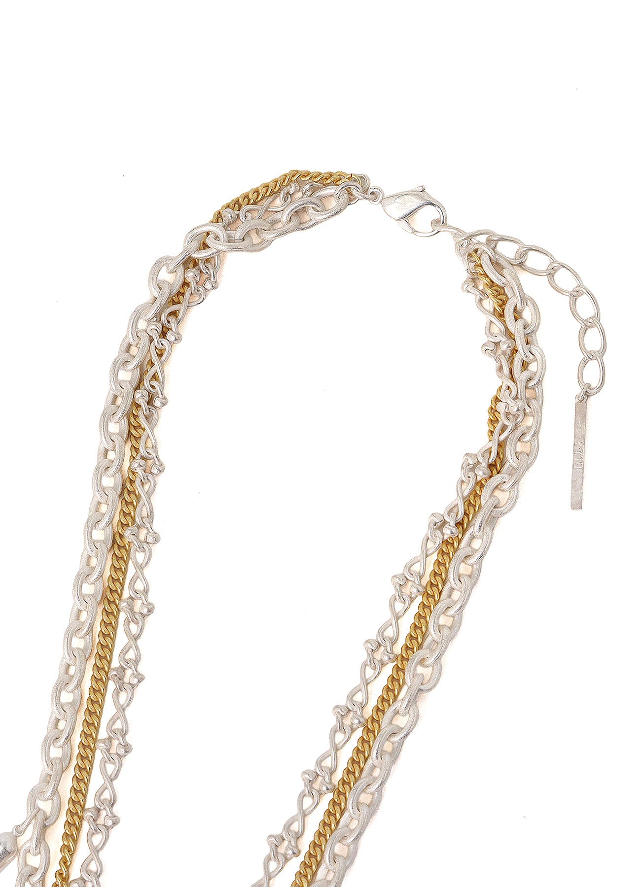 STUDS CONTRASTED TRIPLE CHAIN NECKLACE