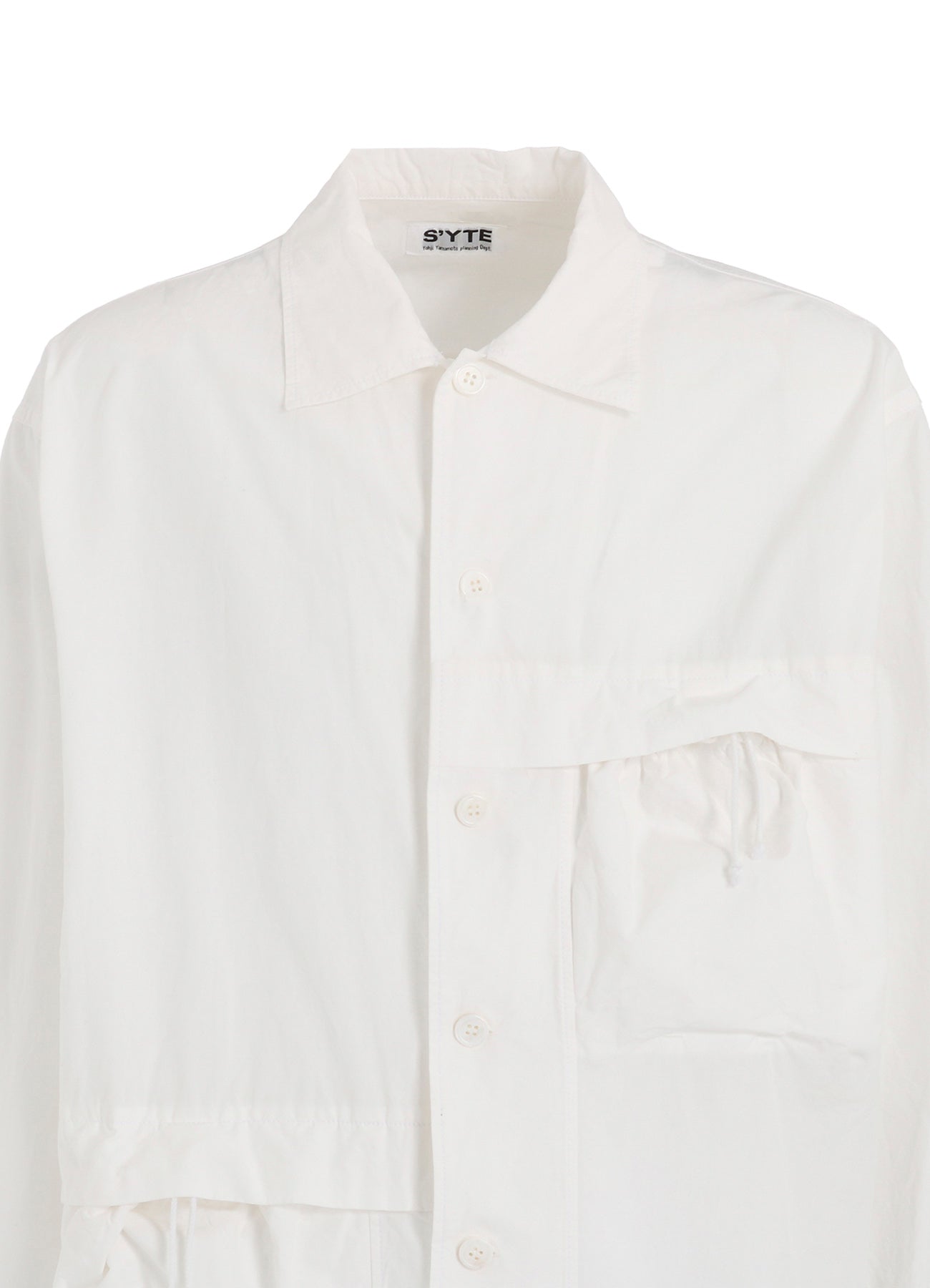 COTTON LINEN DRAWSTRING POCKET SHIRT