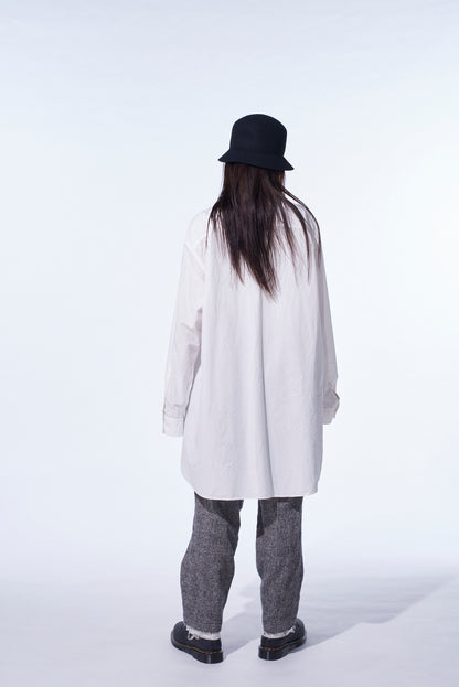 COTTON LINEN DRAWSTRING POCKET SHIRT