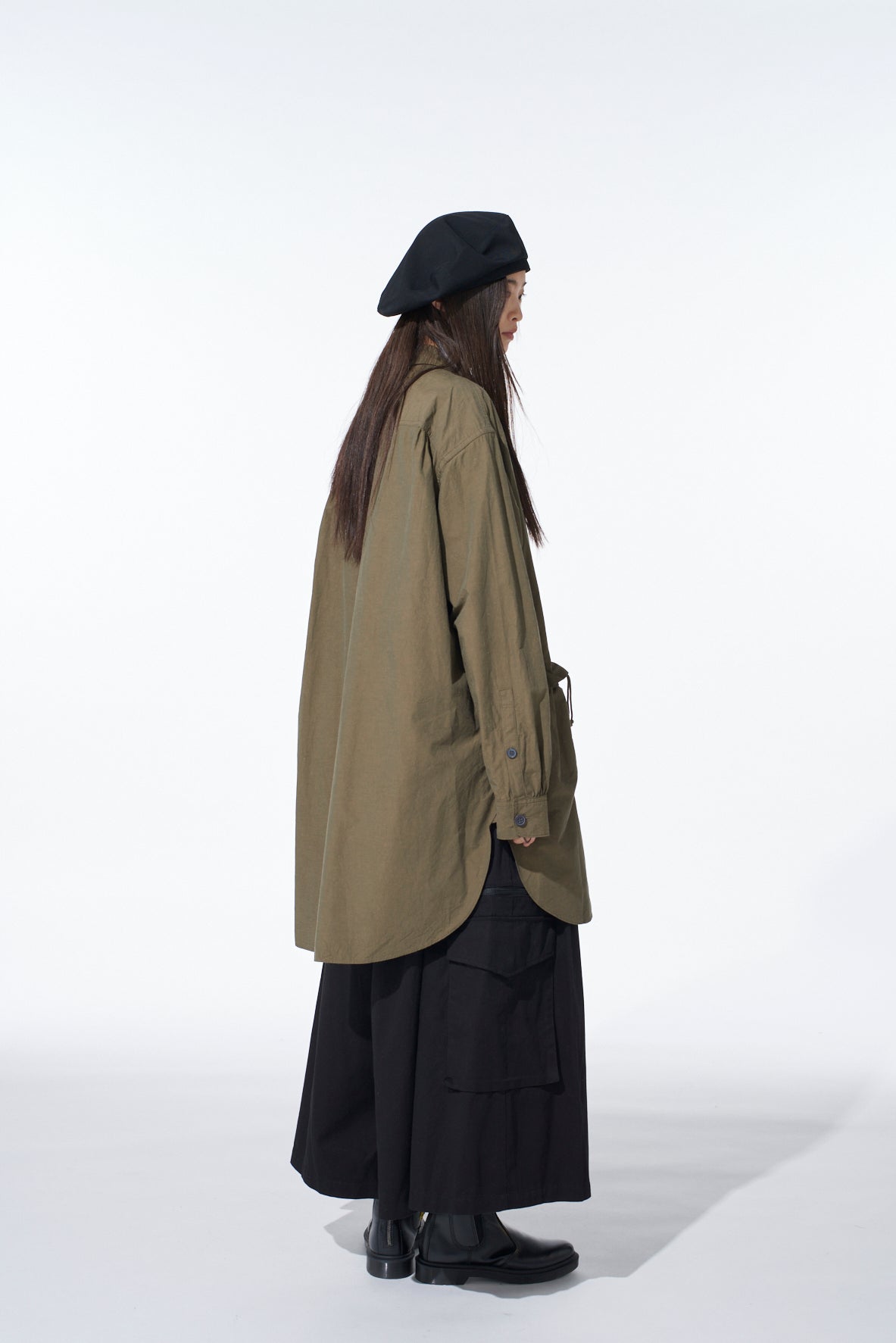 COTTON LINEN DRAWSTRING POCKET SHIRT