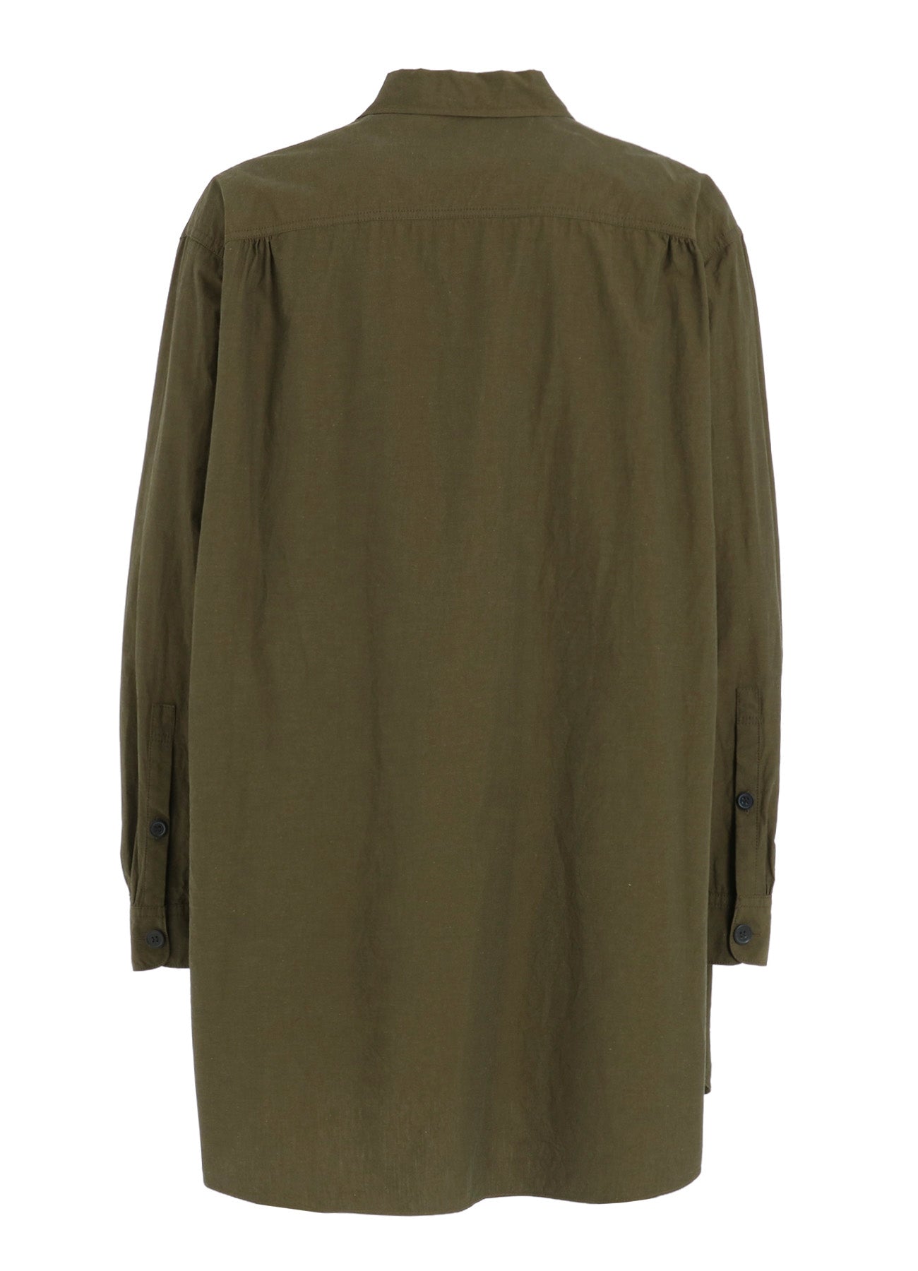 COTTON LINEN DRAWSTRING POCKET SHIRT