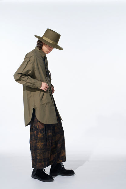 COTTON LINEN DRAWSTRING POCKET SHIRT