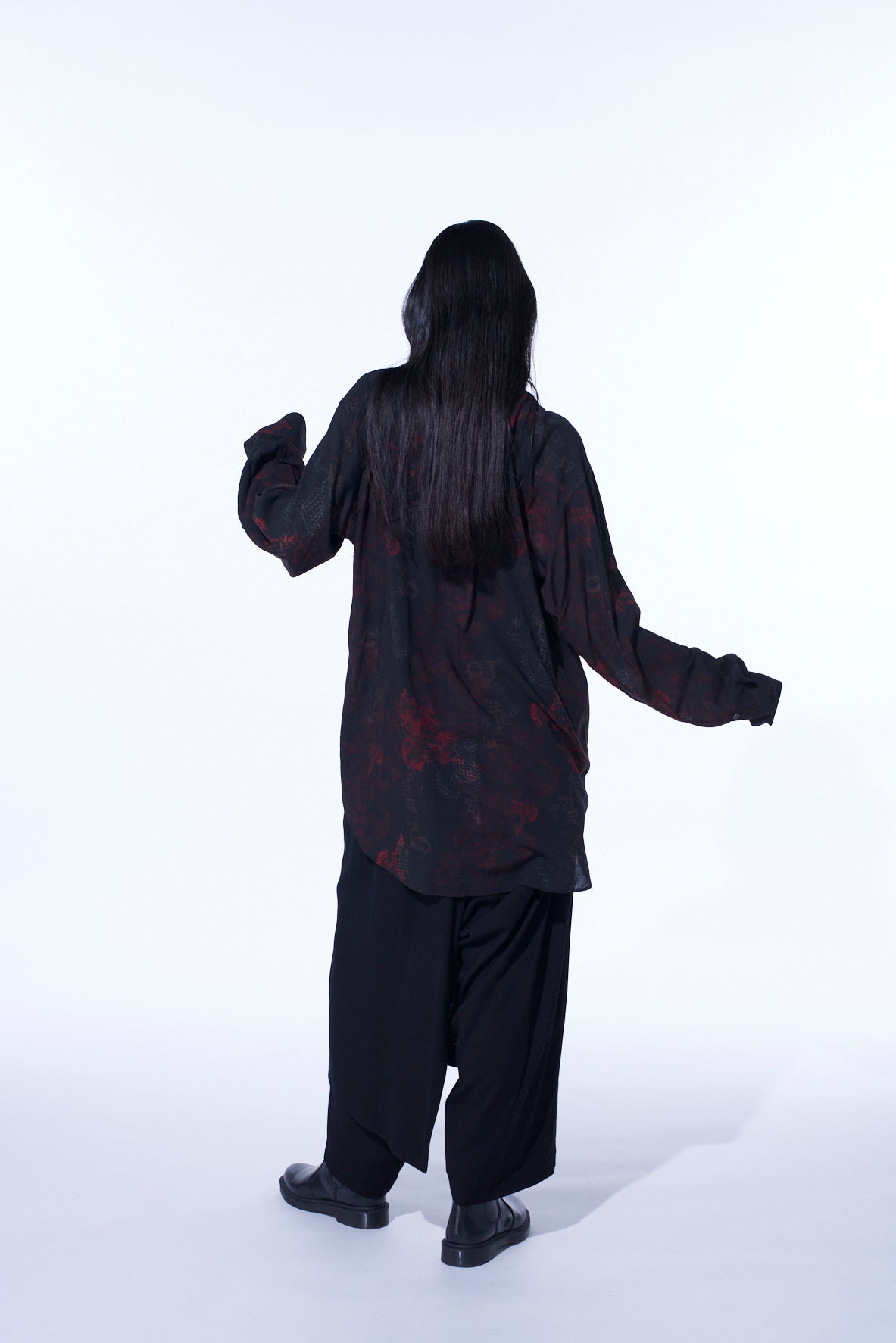 RAYON CRIMSON LACE PRINT REGULAR COLLAR SHIRT