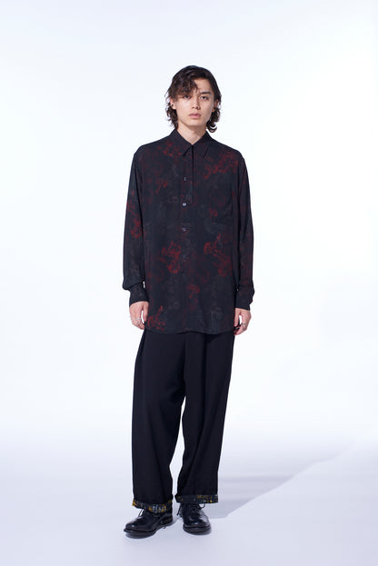 RAYON CRIMSON LACE PRINT REGULAR COLLAR SHIRT