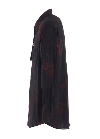 RAYON CRIMSON LACE PRINT REGULAR COLLAR SHIRT