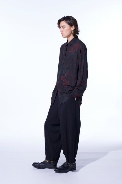 RAYON CRIMSON LACE PRINT REGULAR COLLAR SHIRT