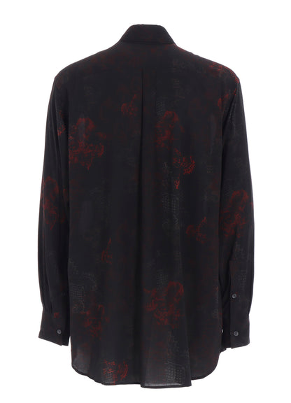 RAYON CRIMSON LACE PRINT REGULAR COLLAR SHIRT