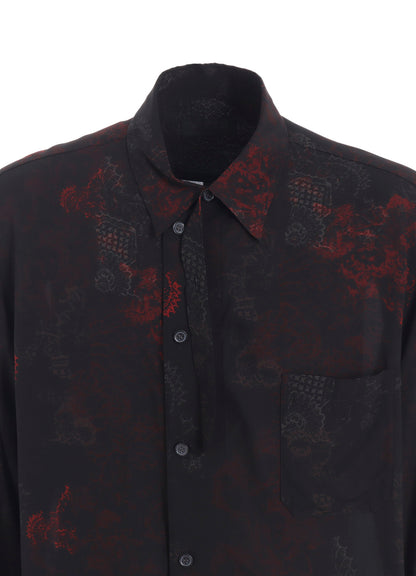 RAYON CRIMSON LACE PRINT REGULAR COLLAR SHIRT