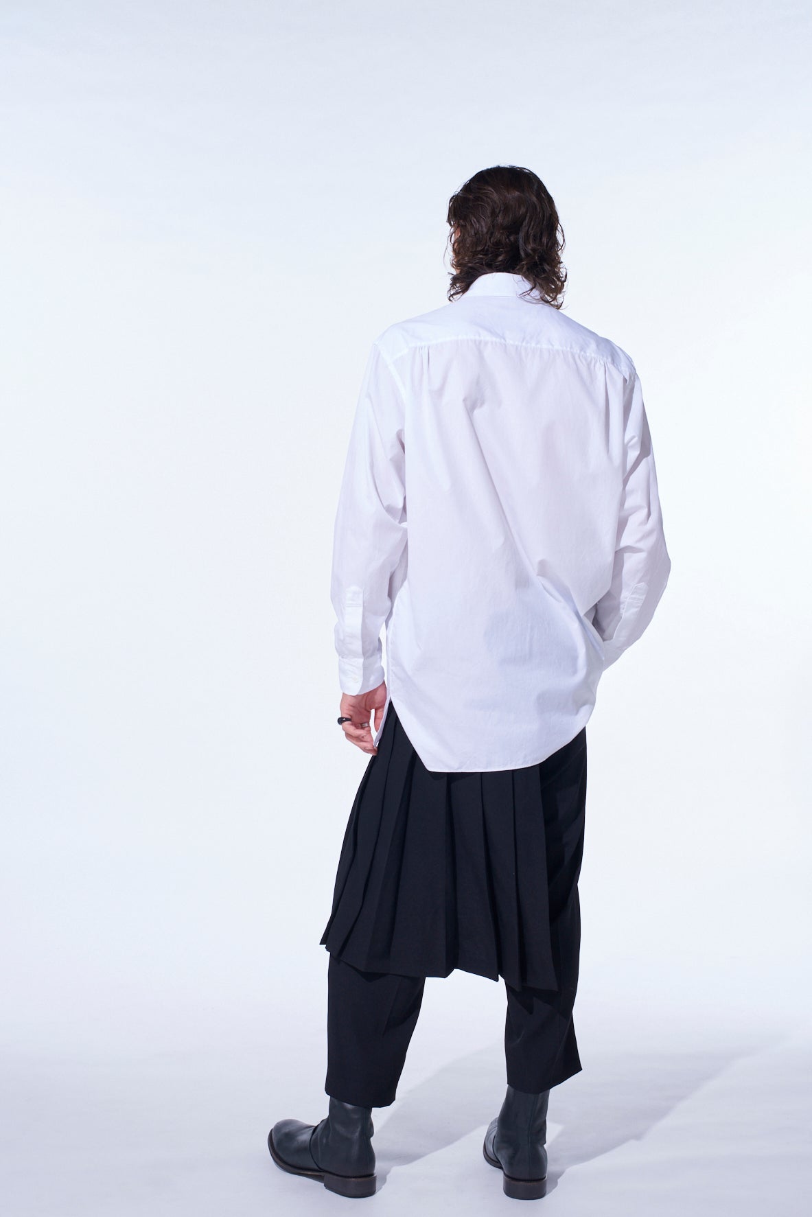 COTTON BROAD RIBON STAND COLLAR SHIRT