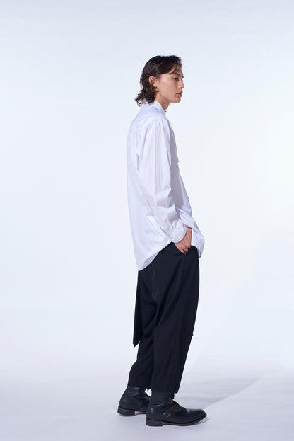 COTTON BROAD RIBON STAND COLLAR SHIRT