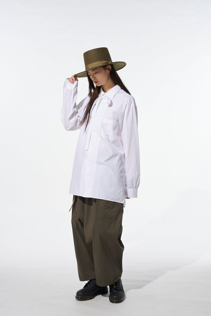 COTTON BROAD RIBON STAND COLLAR SHIRT