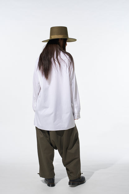 COTTON BROAD RIBON STAND COLLAR SHIRT