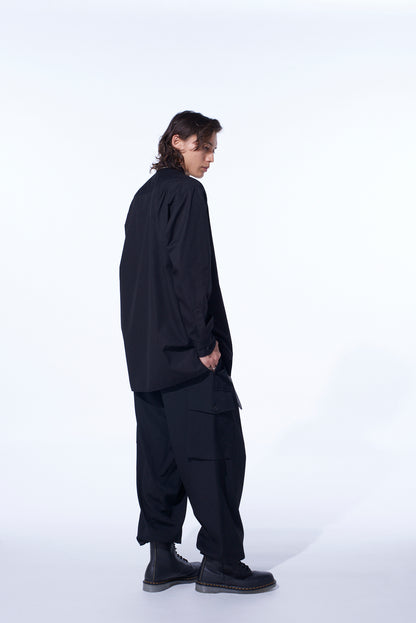 COTTON BROAD RIBON STAND COLLAR SHIRT