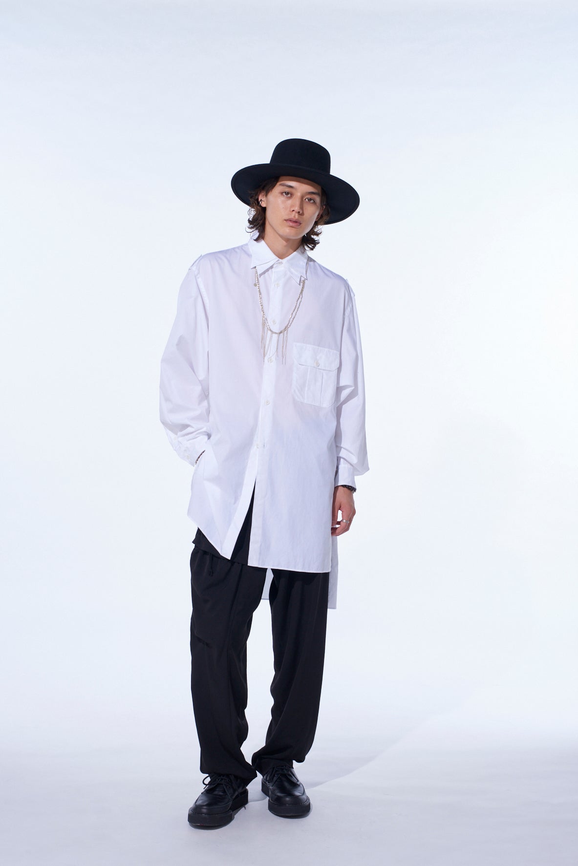 COTTON BROAD OVERSIZED DOUBLE COLLAR SHIRT