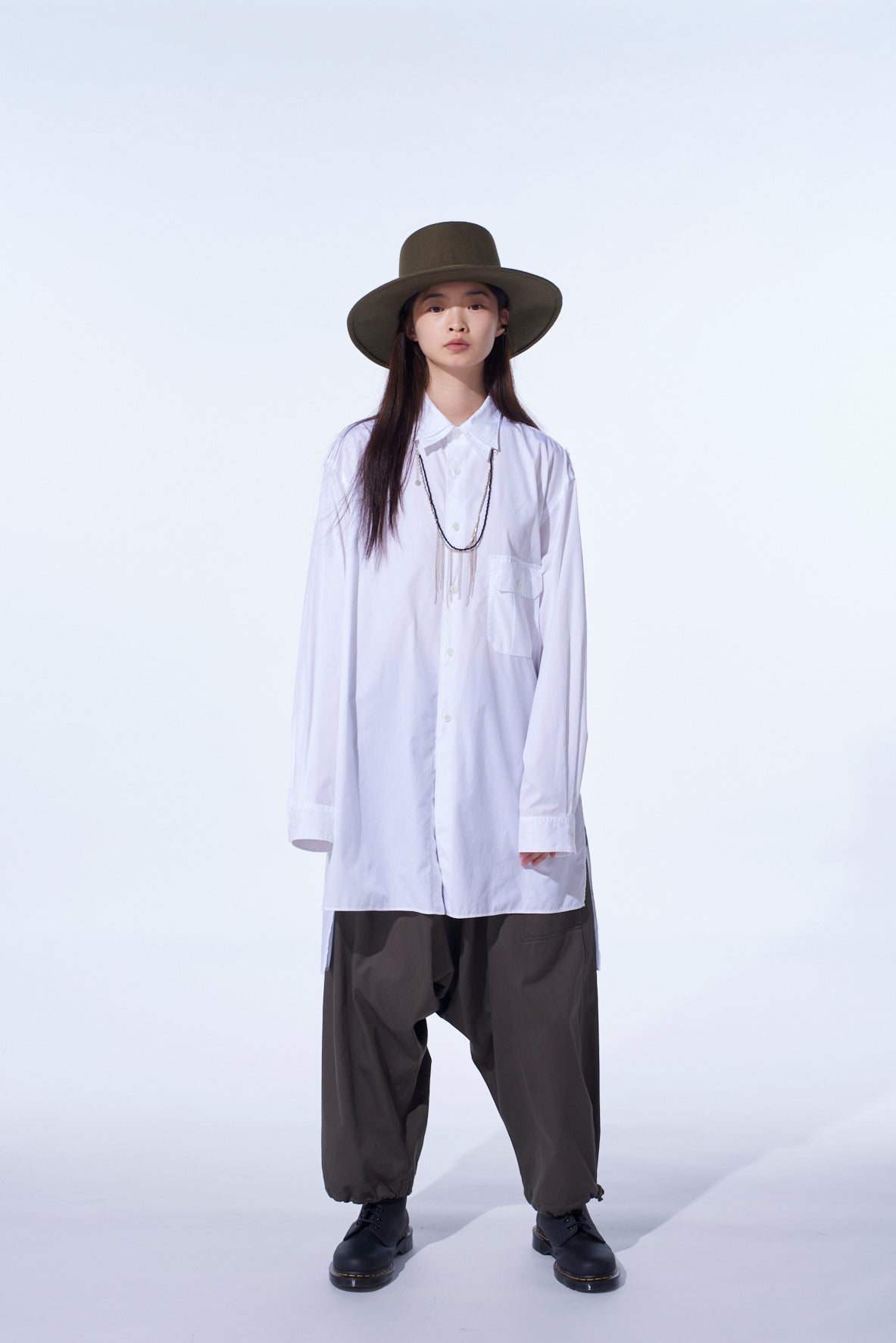 COTTON BROAD OVERSIZED DOUBLE COLLAR SHIRT