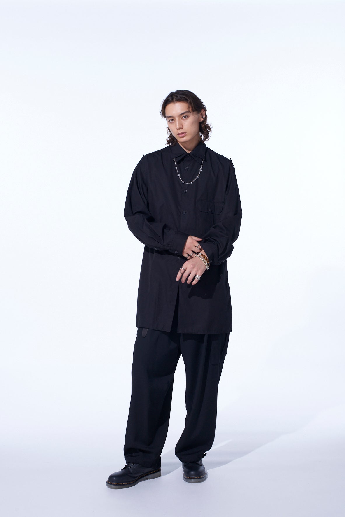 COTTON BROAD OVERSIZED DOUBLE COLLAR SHIRT