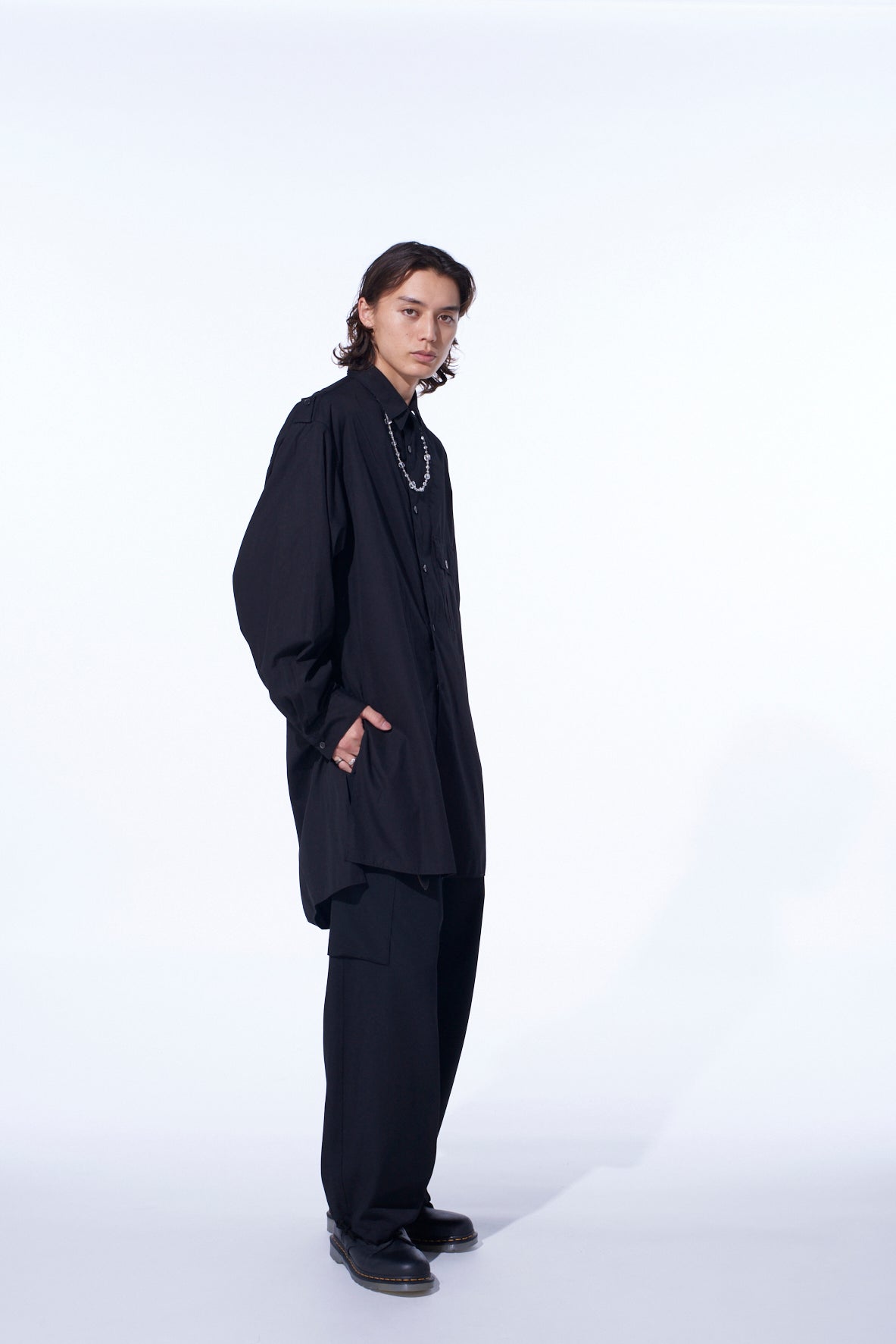 COTTON BROAD OVERSIZED DOUBLE COLLAR SHIRT