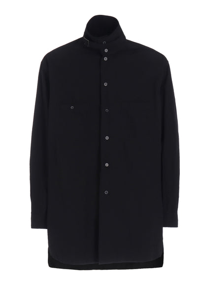 COTTON LINEN STAND COLLAR SHIRT