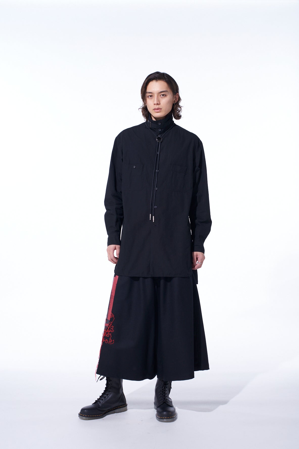 COTTON LINEN STAND COLLAR SHIRT